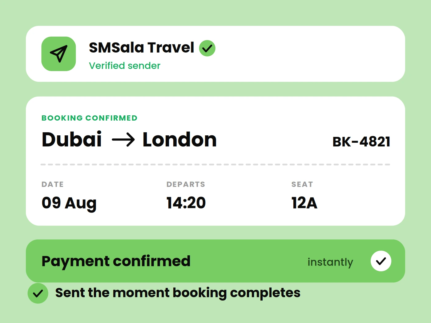 Booking Confirmation SMS